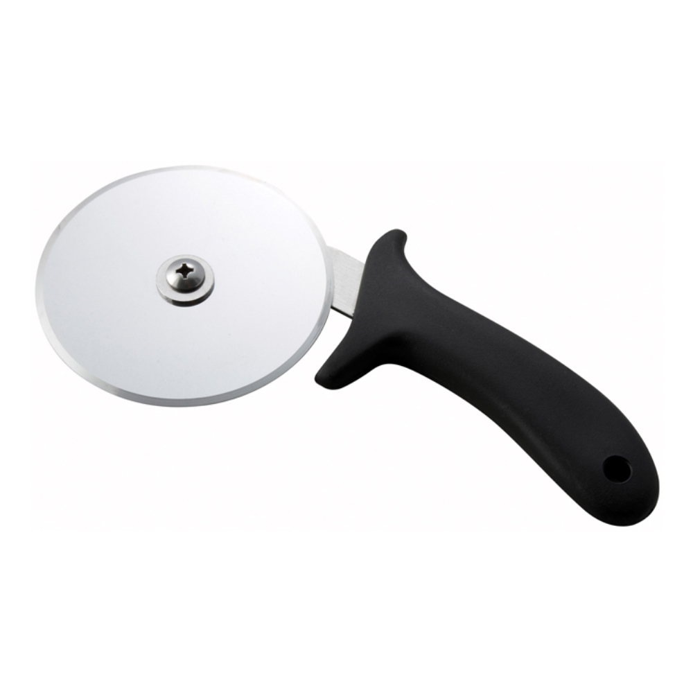 Winco 4" Pizza Cutter with Black Polypropylene Handle