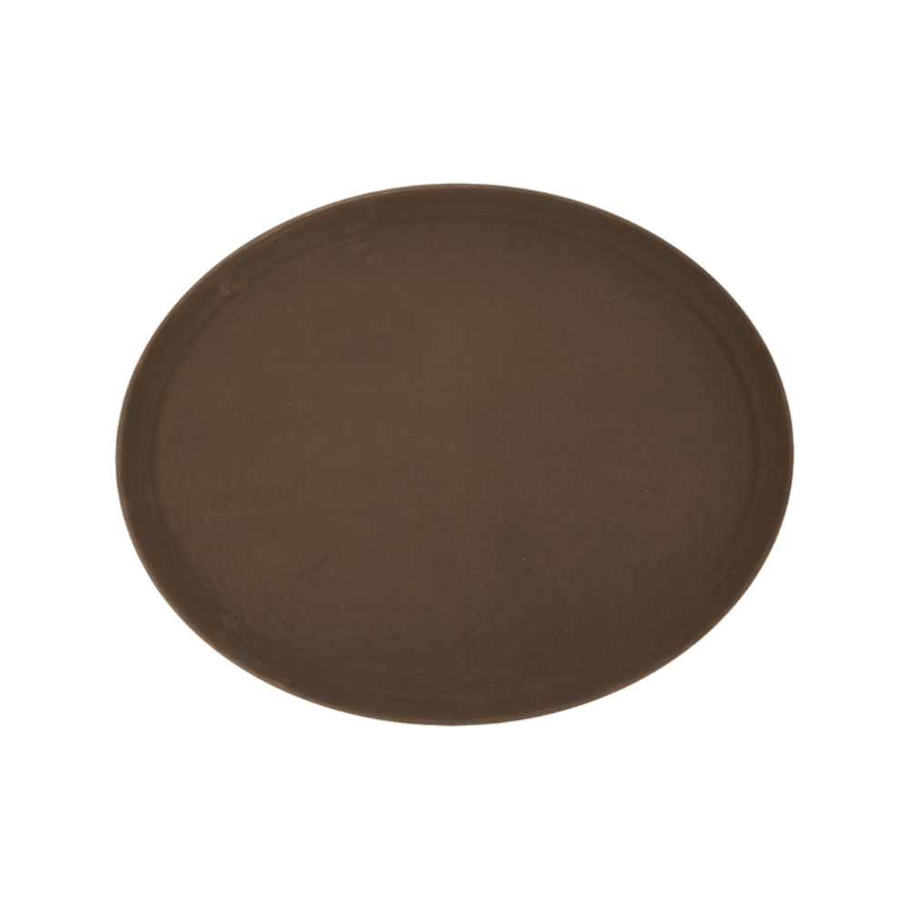 Winco Brown Oval Deluxe Fiberglass Tray, 26" x 22"