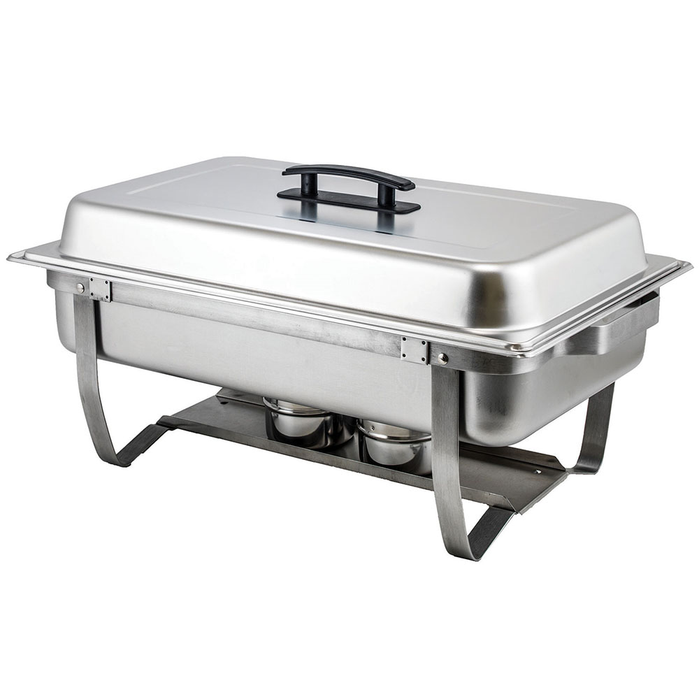 Winco C-4080 Full Size Rectangular 8 Quart Folding Stand Chafer Dish