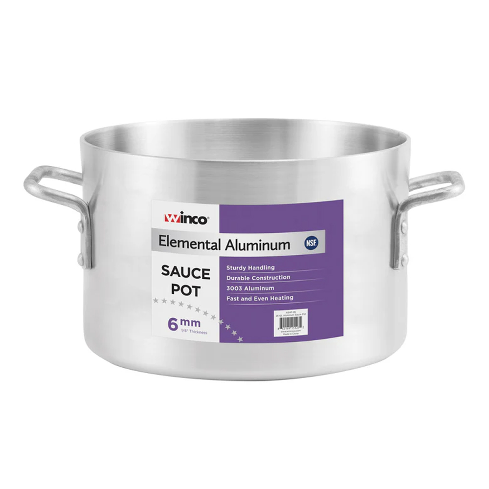 Winco Elemental Aluminum Sauce Pot, 34 Quart 