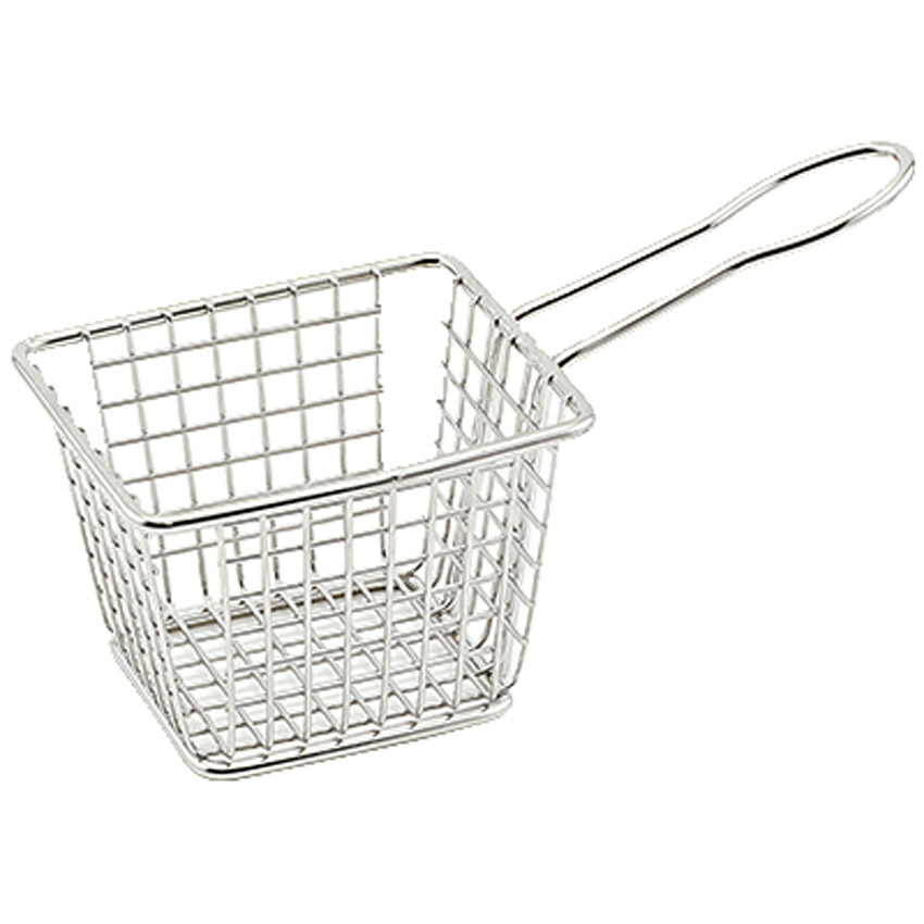 Winco Mini Stainless Steel Fry Basket, 3