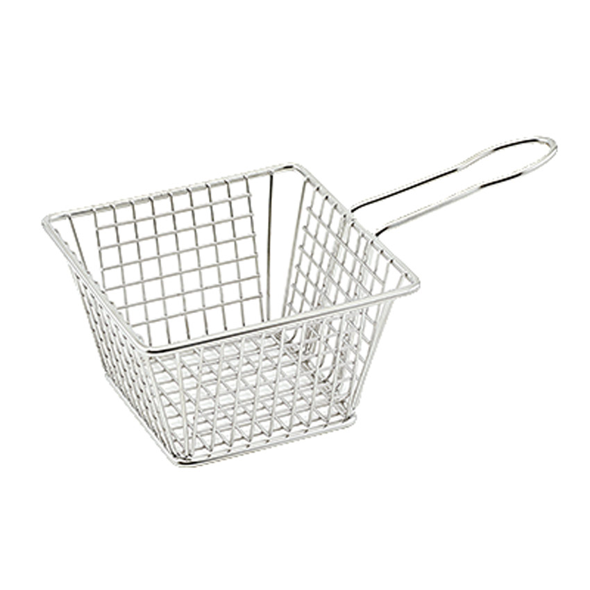Winco Mini Square Fry Basket, Stainless Steel 5" x 5" x 4" 