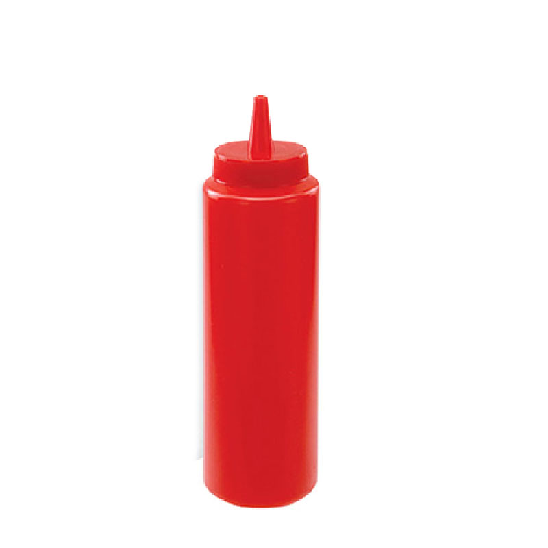 Winco Food Service Plastic Squeeze Bottle, Red - 8 oz