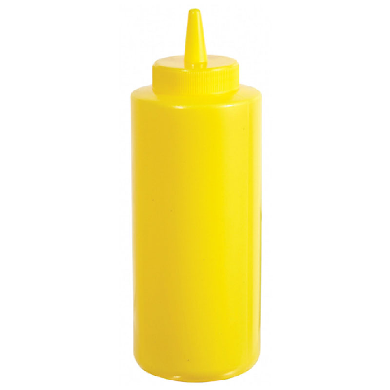 Winco Food Service Plastic Squeeze Bottle, Yellow - 12 oz