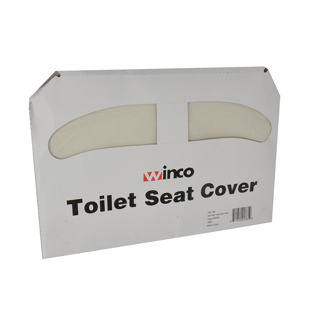 Winco Half-Fold Toilet Seat Cover Paper, Pack of 250 