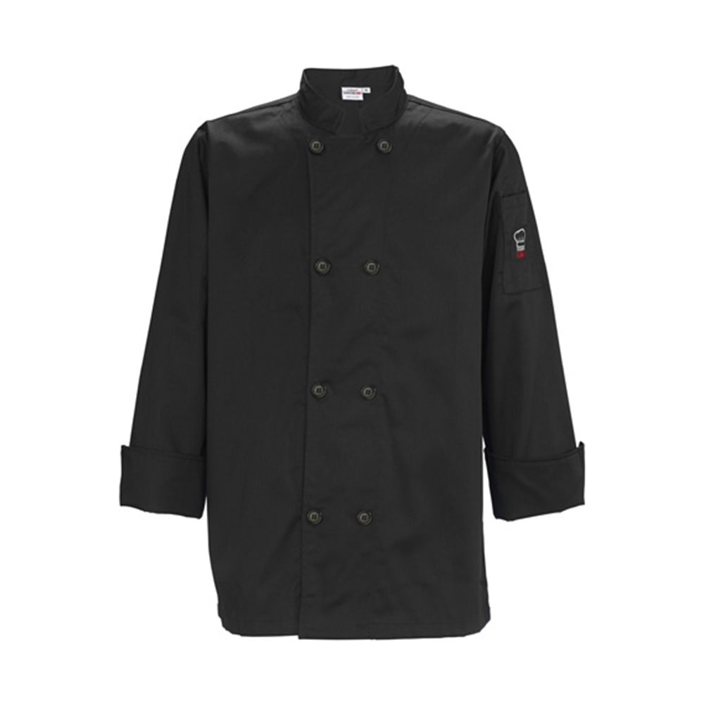 Winco Men's Tapered Fit Black Chef Jacket, Small