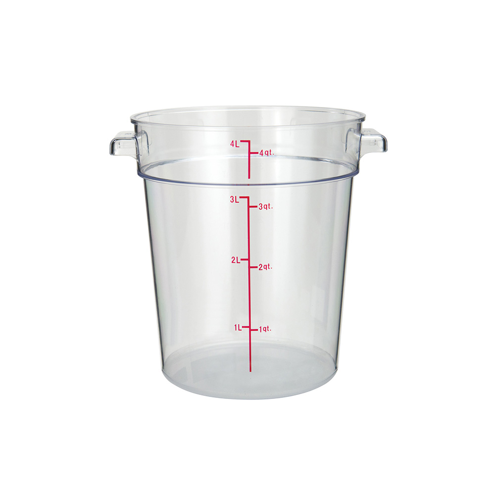 Winco PCRC-4 Clear Round Food Storage Container 7-3/8" x 8-1/2" x 8-1/4"H - 4 Qt.