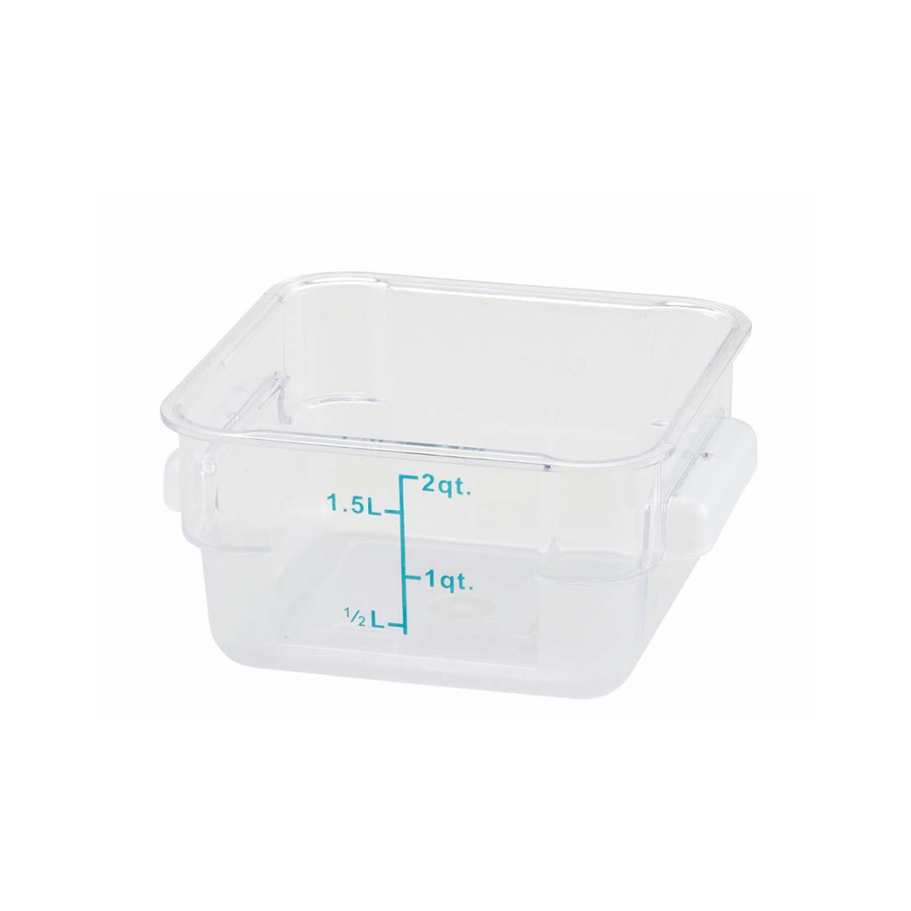 Winco PCSC-2C Square 2 Quart Food Storage Container, 7.13" x 8.63" x 3.75" H, Polycarbonate  