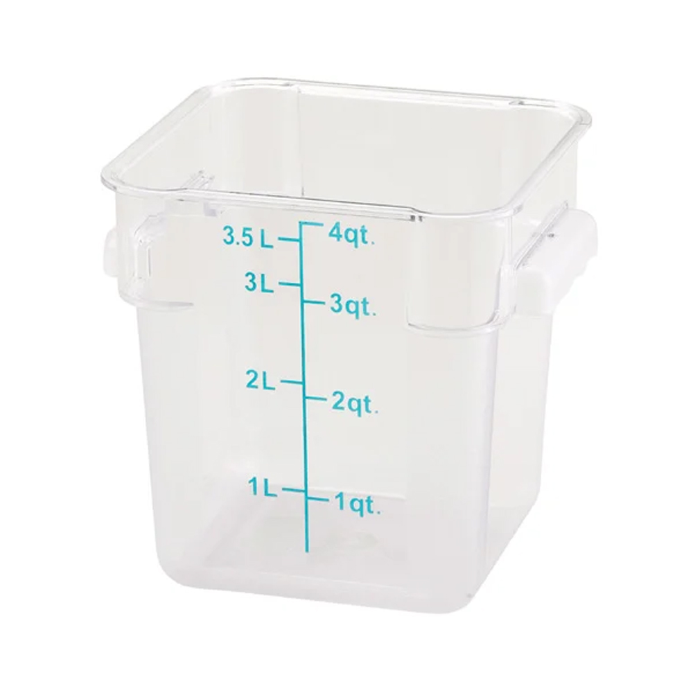 Winco PCSC-4C Square 4 Quart Food Storage Container, 7-1/8" x 8-5/8" x 7-1/4" H, Polycarbonate  