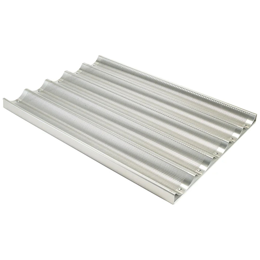 Winco Perforated Non Stick Baguette Pan, 5 Cavities