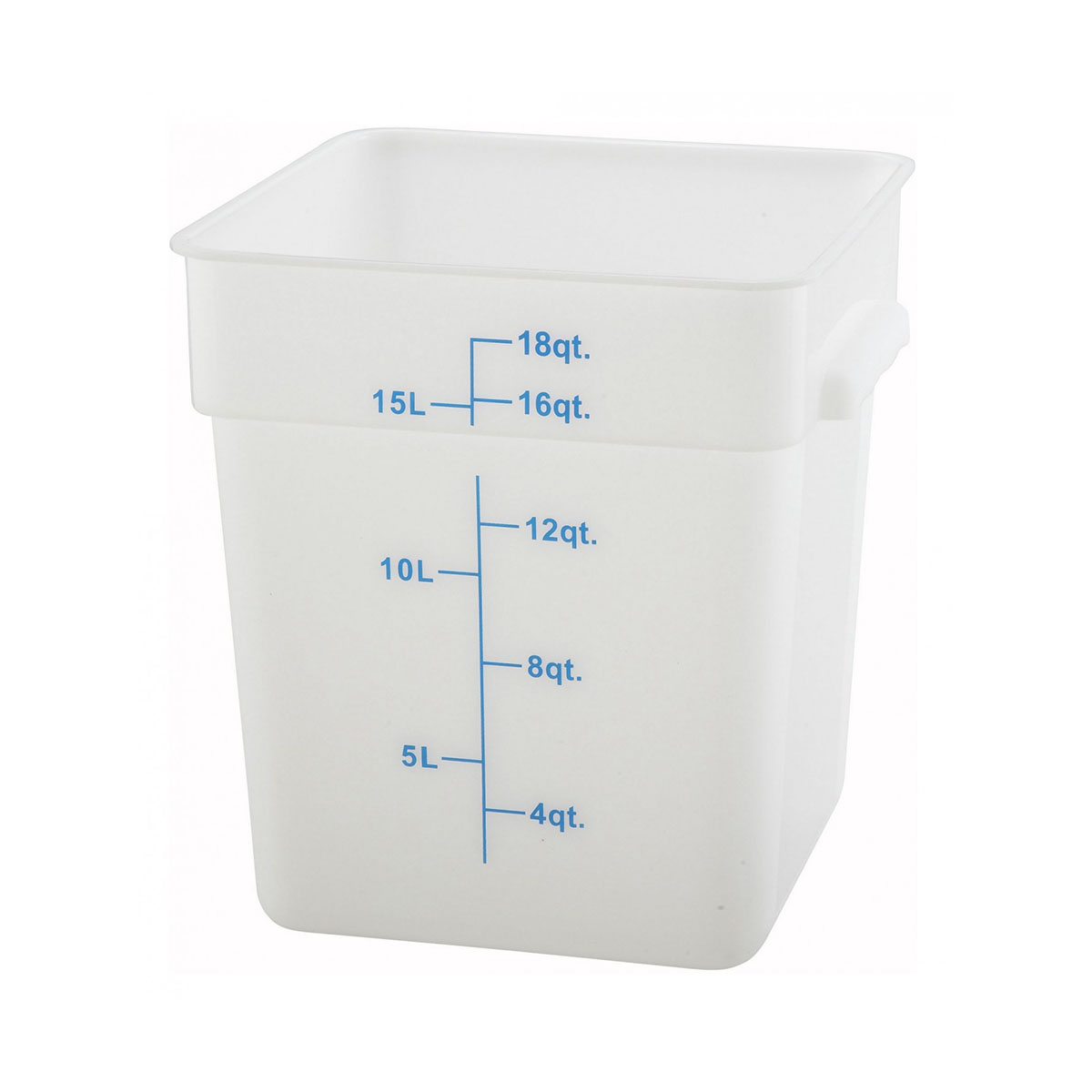 Winco PESC-18 Square Storage Container 18 Qt., White Polypropylene