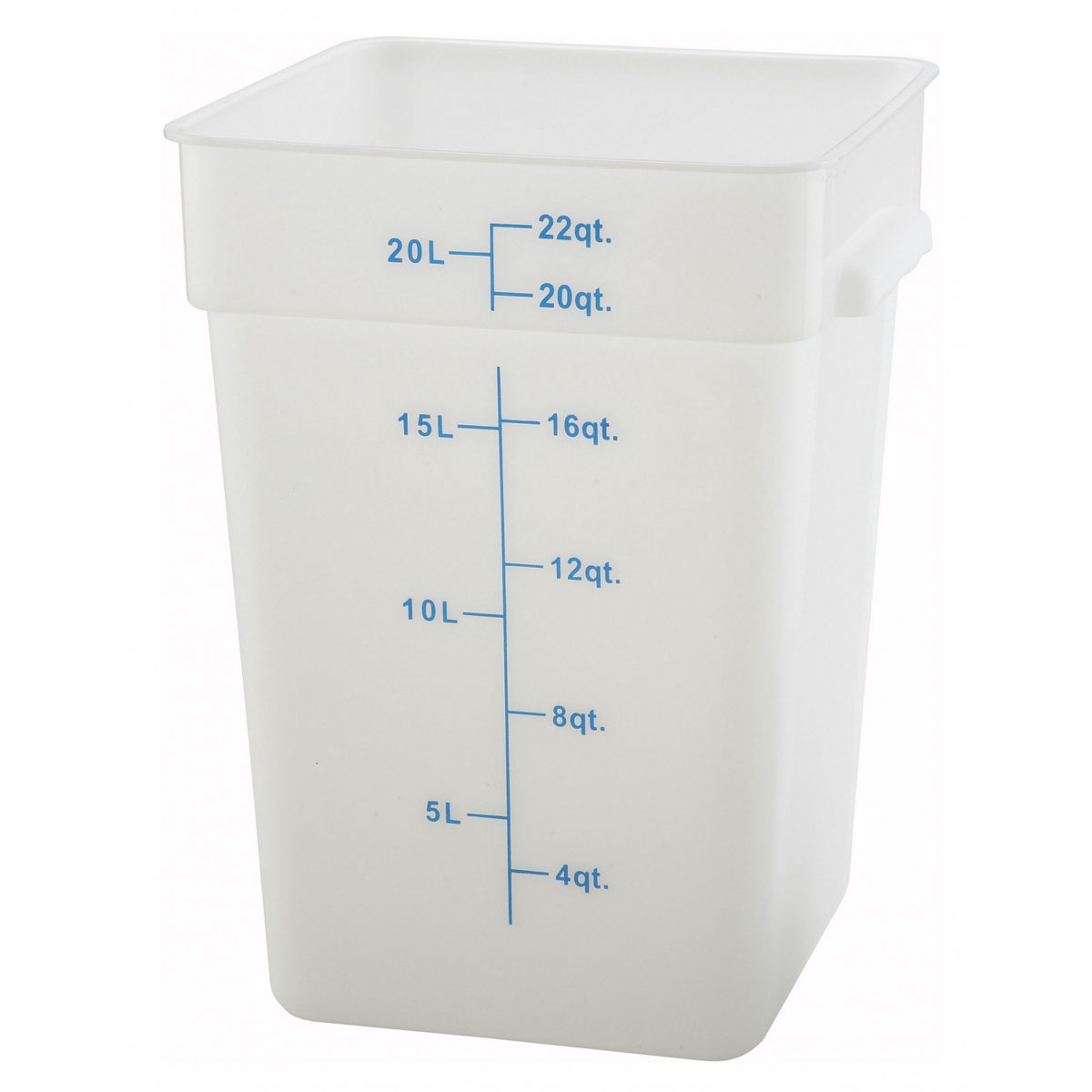 Winco PESC-22 Square Storage Container 22 Qt., White Polypropylene