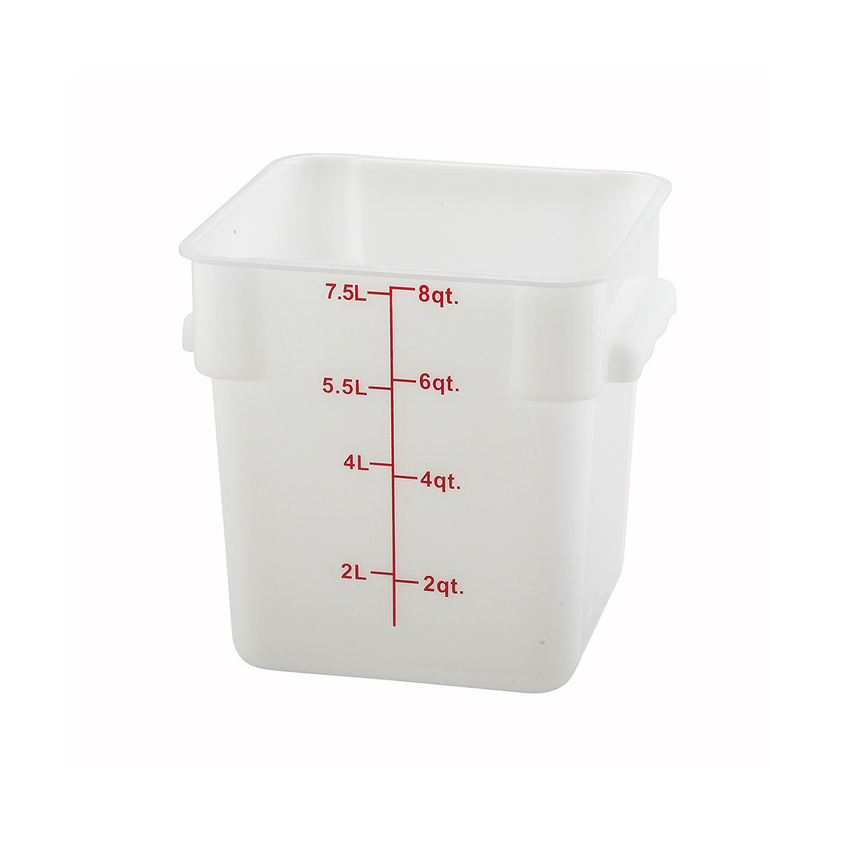 Winco PESC-8 Square Storage Container 8 Quart, White Polypropylene