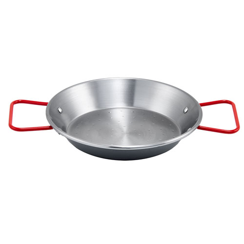 Winco Polished Carbon Steel Paella Pan With Riveted Handle, Made in Spain, 14-1/8" dia