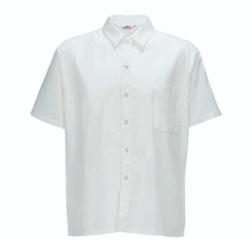 Winco Poly-Cotton Short Sleeved White Chef Shirt - Large Chef Uniforms ...
