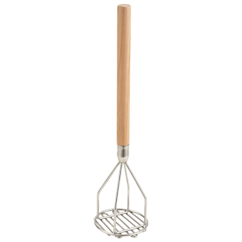 Winco Potato Masher Wooden Handle, Round - 4" x 18"