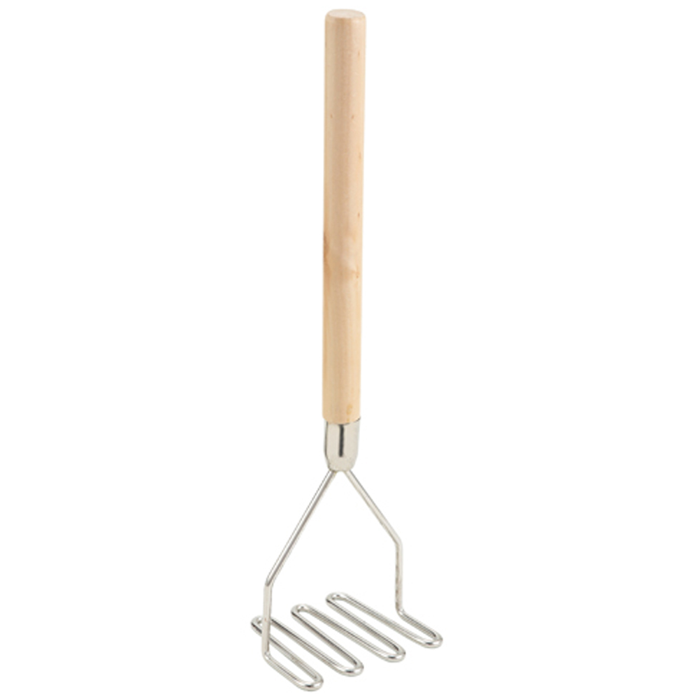 Winco Potato Masher Wooden Handle, Square - 4-1/2" x 17-3/4"