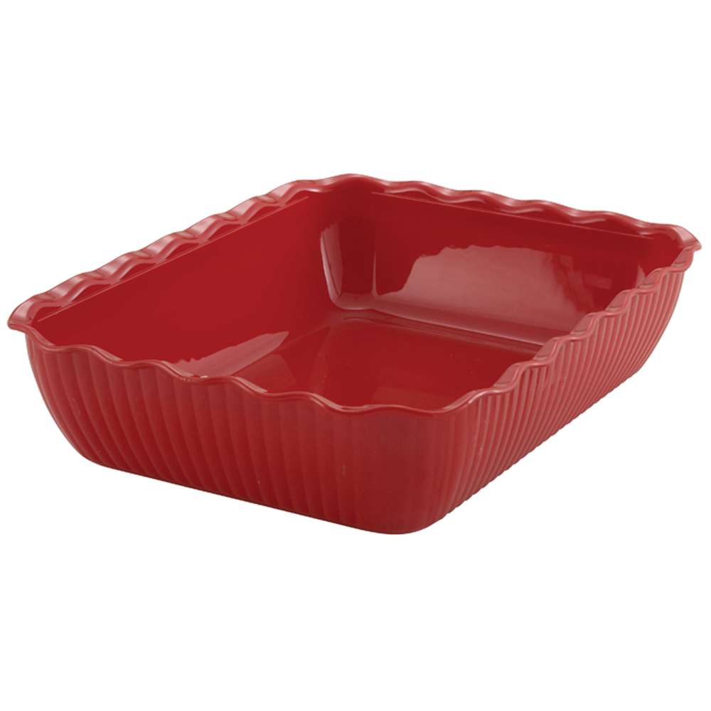 Winco Red Deli Crock, 13" x 10" x 3"