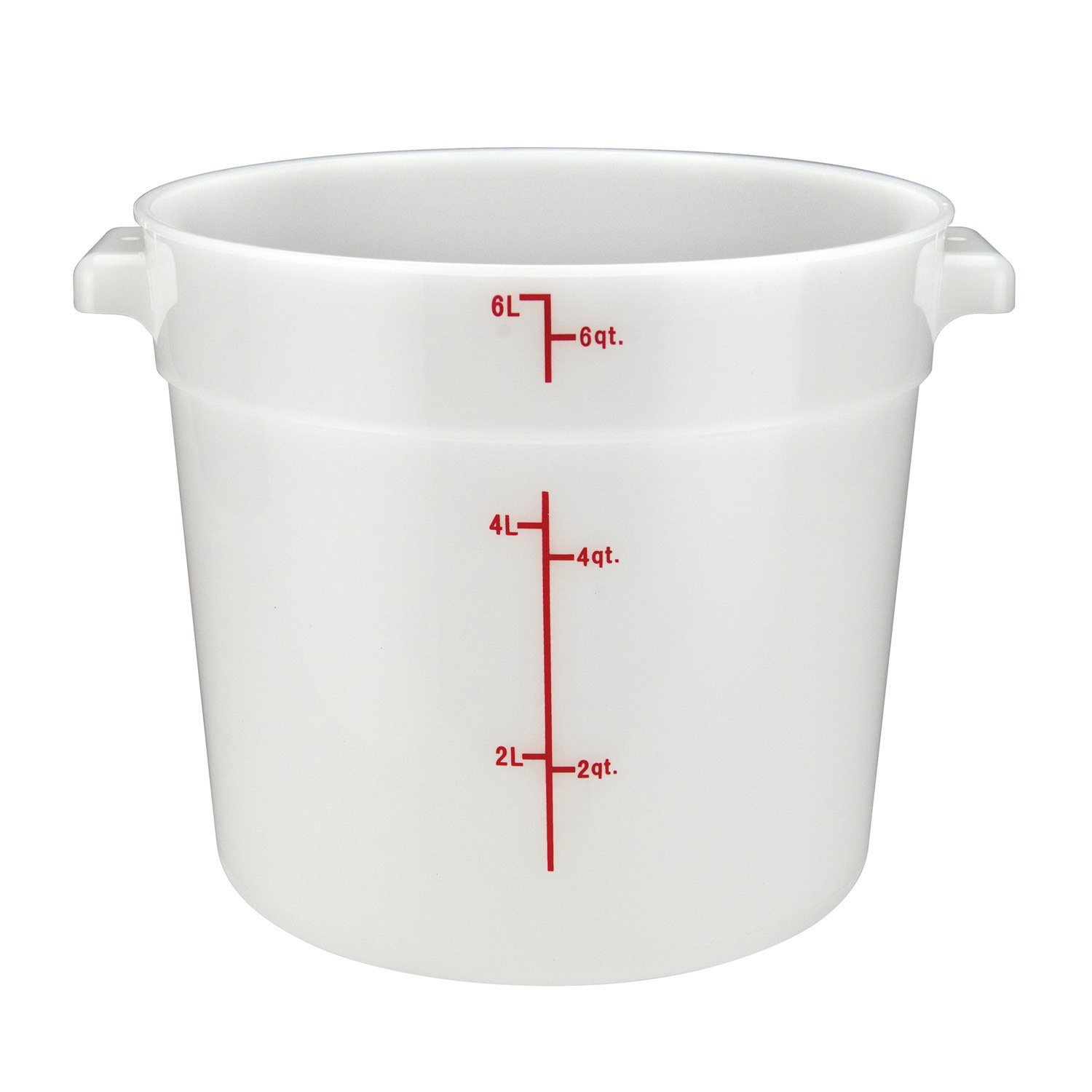 Winco Round White Polypropylene Food Storage Container, 6 Quart 