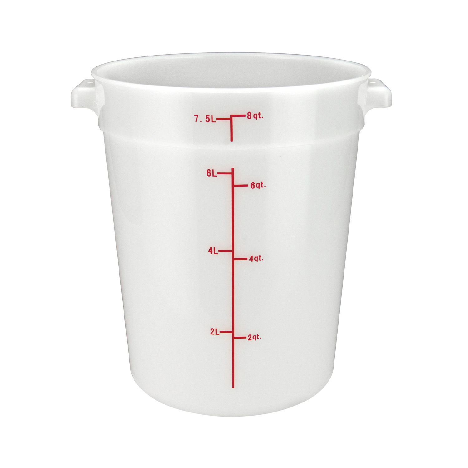 Winco Round White Polypropylene Food Storage Container, 8 Quart