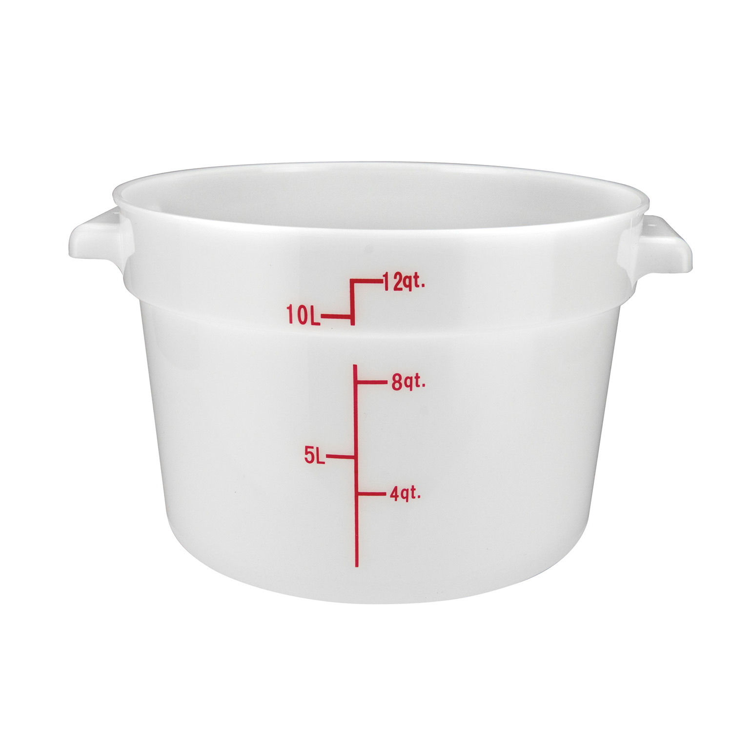Winco Round White Polypropylene Food Storage Container, 12 Quart