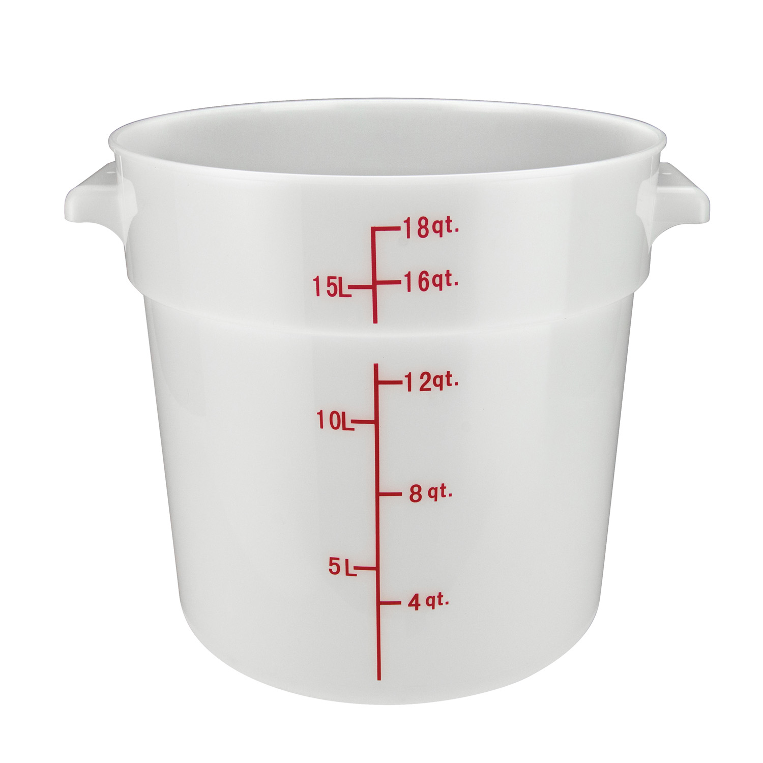 Winco Round White Polypropylene Food Storage Container, 18 Quart