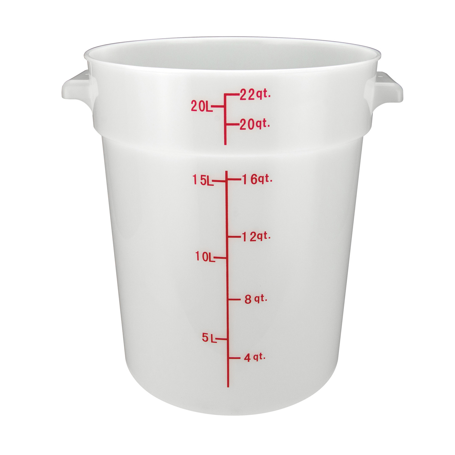 Winco Round White Polypropylene Food Storage Container, 22 Quart