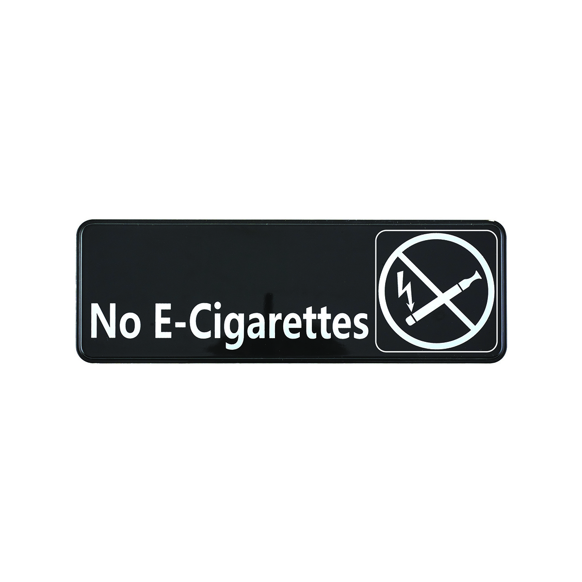 Winco SGN-335 Information Sign with Symbol, No E-Cigarettes, Black with White Imprint, 3" x 9"