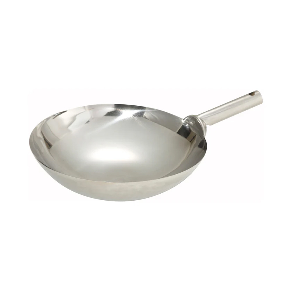 Winco Stainless Steel Chinese Wok, 14" Welded