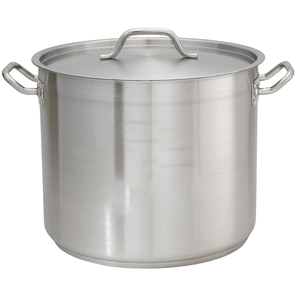 Winco Stainless Steel Stock Pot with Cover - 32 Quart