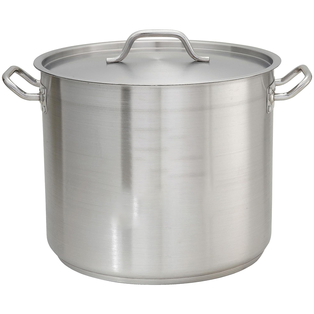 Winco Stainless Steel Stock Pot with Cover - 60 Quart