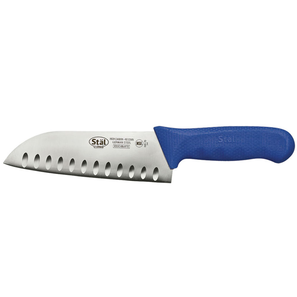 Winco Stal 7" Blue Santoku Knife 