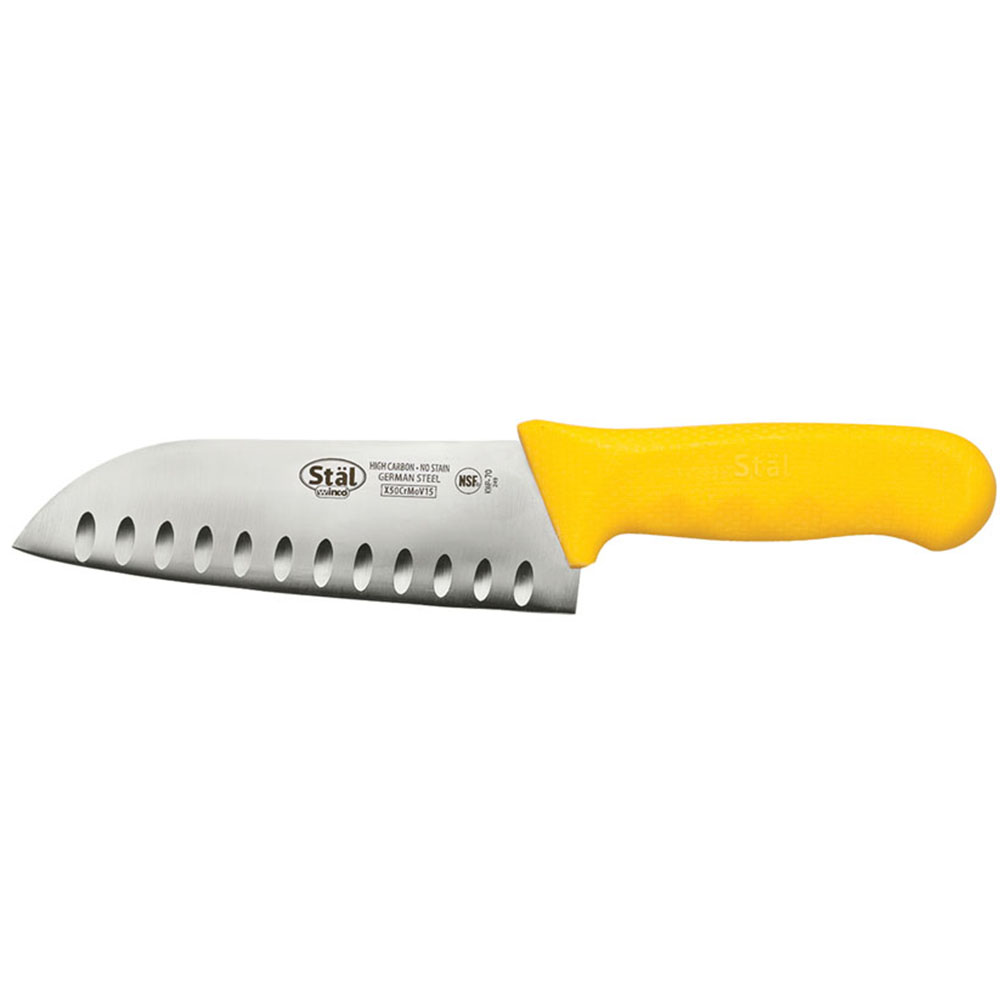 Winco Stal 7" Yellow Santoku Knife