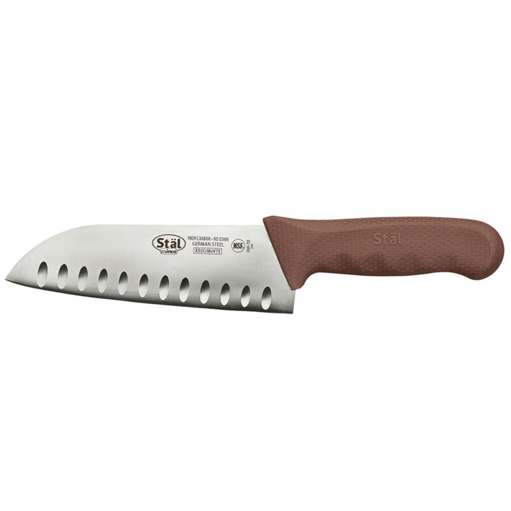 Winco Stal 7" Brown Santoku Knife