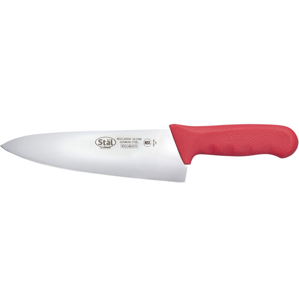 Winco Stal 8" Wide Red Cook's Knife 