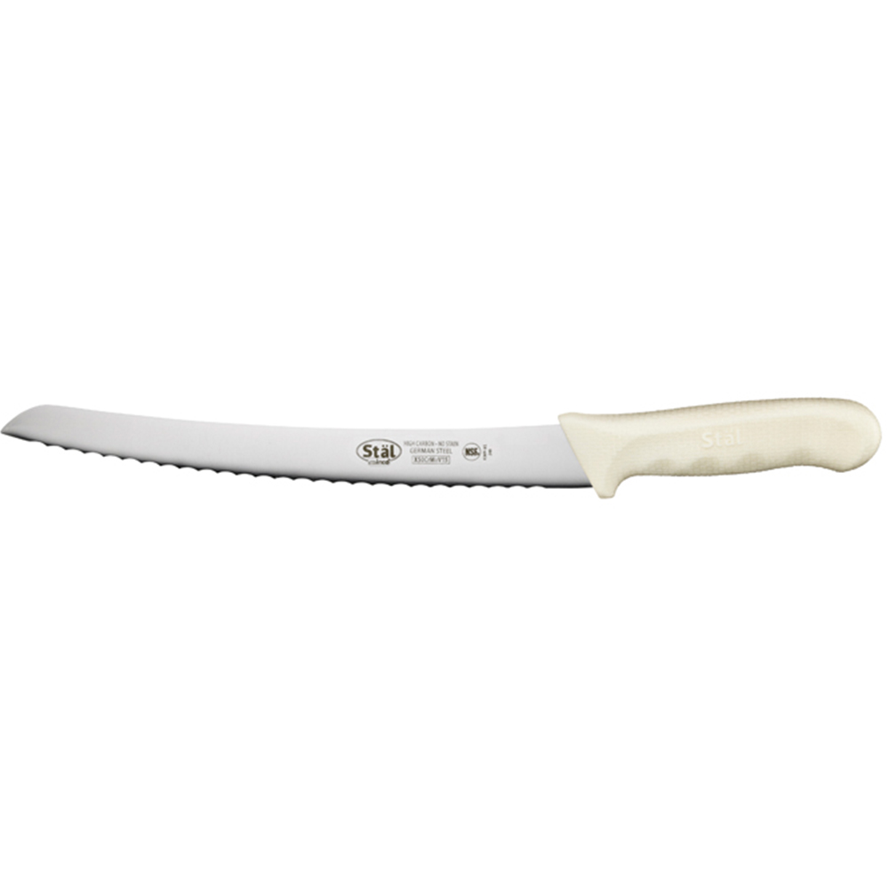 Winco Stal 9-1/2" White Curved Bread Knife