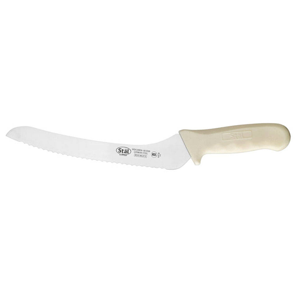 Winco Stal 9" White Offset Bread Knife