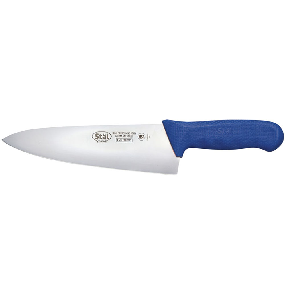 Winco Stal Blue 8" Wide Cook's Knife 