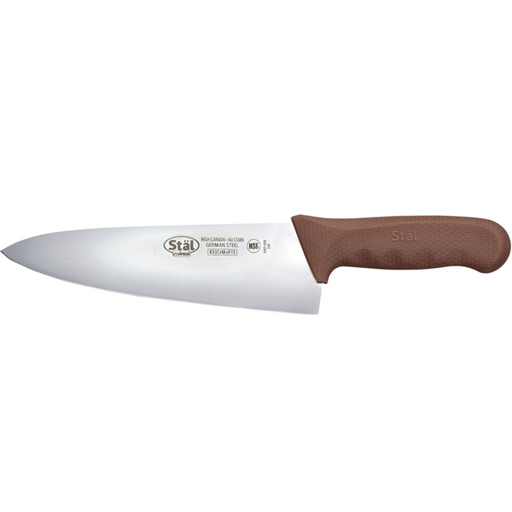 Winco Stal Brown 8" Wide Cook's Knife 