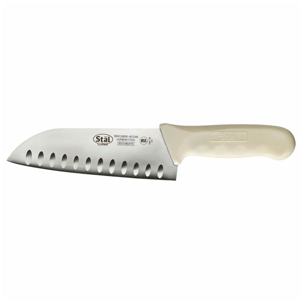 Winco Stal 7" White Santoku Knife 