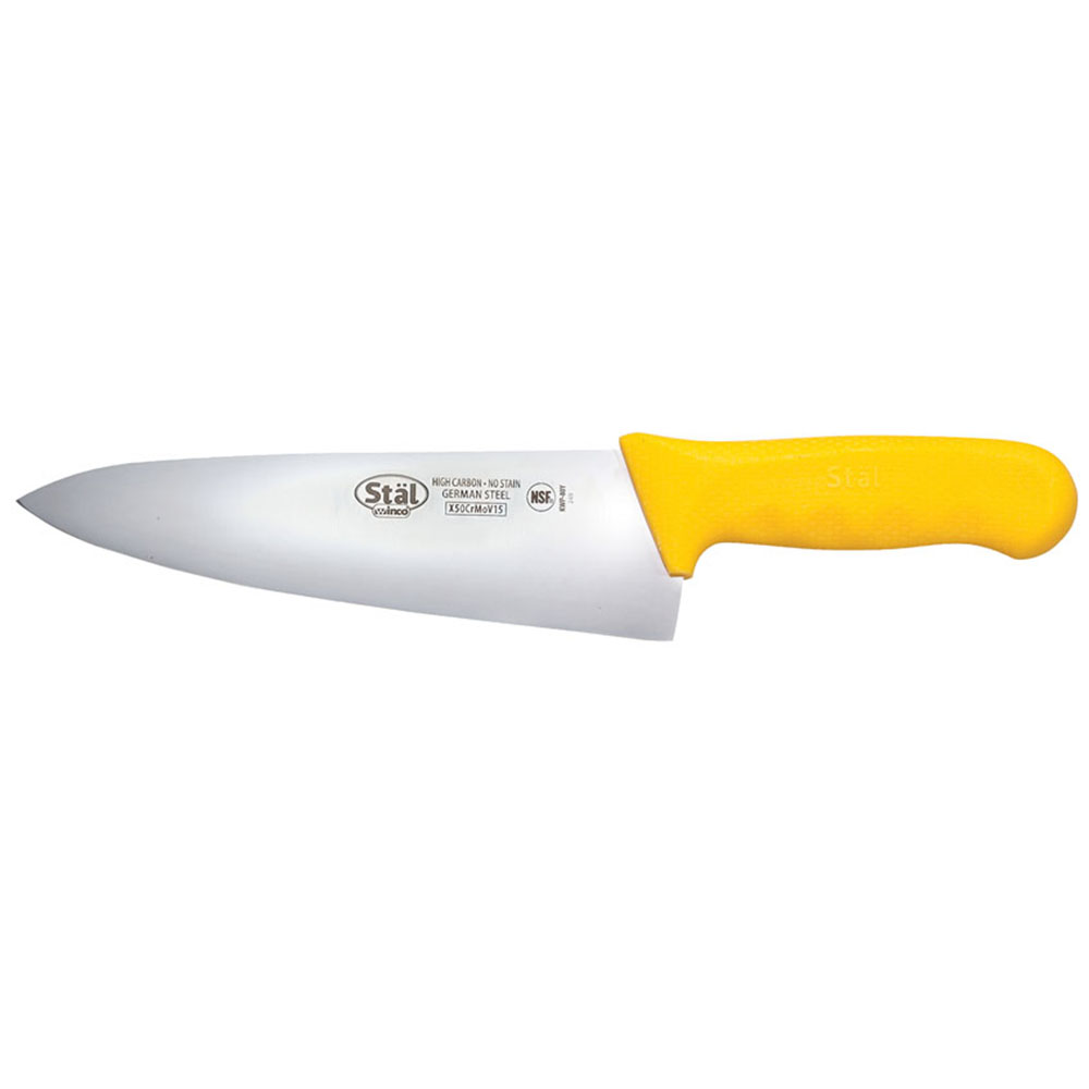 Winco Stal Yellow 8" Wide Cook's Knife 