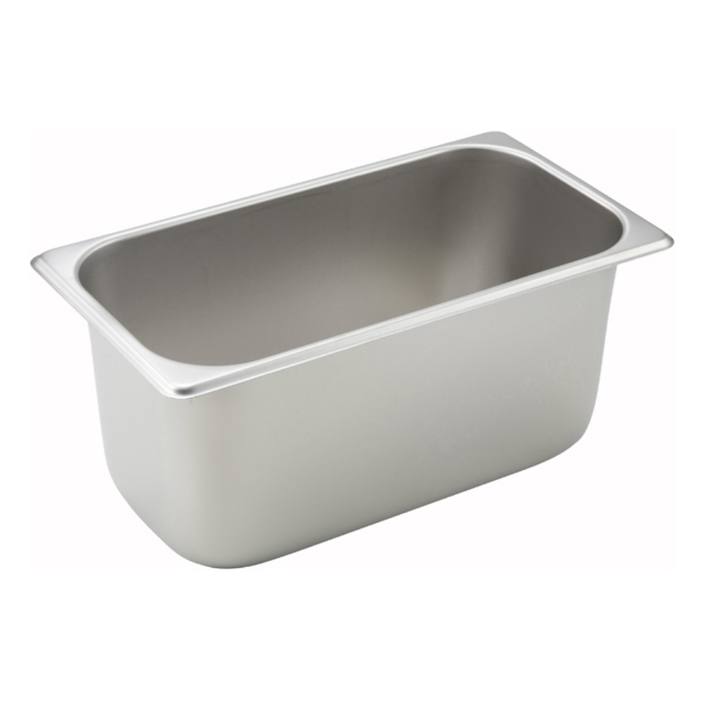 Winco Straight Edge Stainless Steel Steam Table Pan, Third Size x 6" Deep
