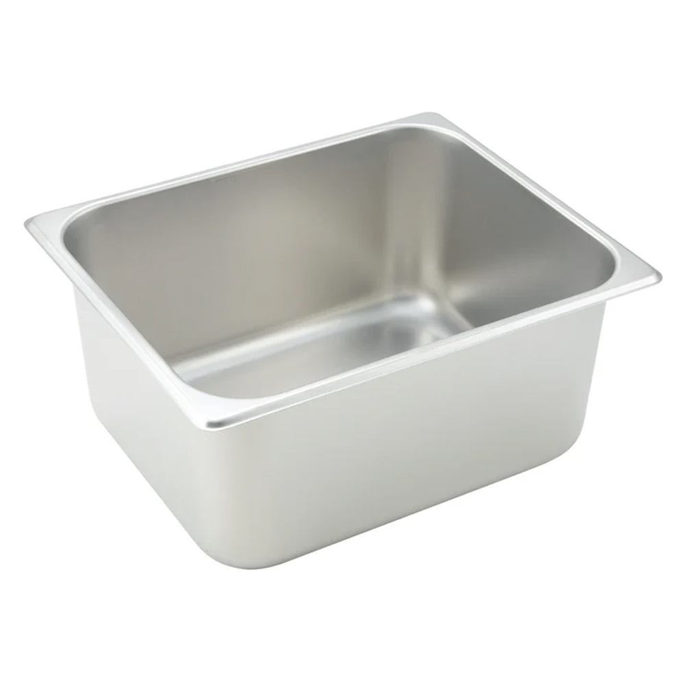 Winco Straight Sided Stainless Steel Half Size Steam Table Pan, 6" Deep