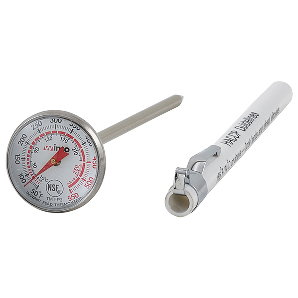 50-550 Fahrenheit Winware by Winco Thermometer Pocket Test 1" Dial 