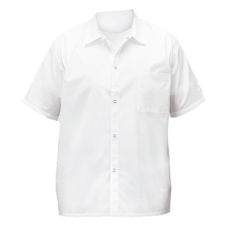 Winco Poly-Cotton Short Sleeved White Chef Shirt,  X-Large