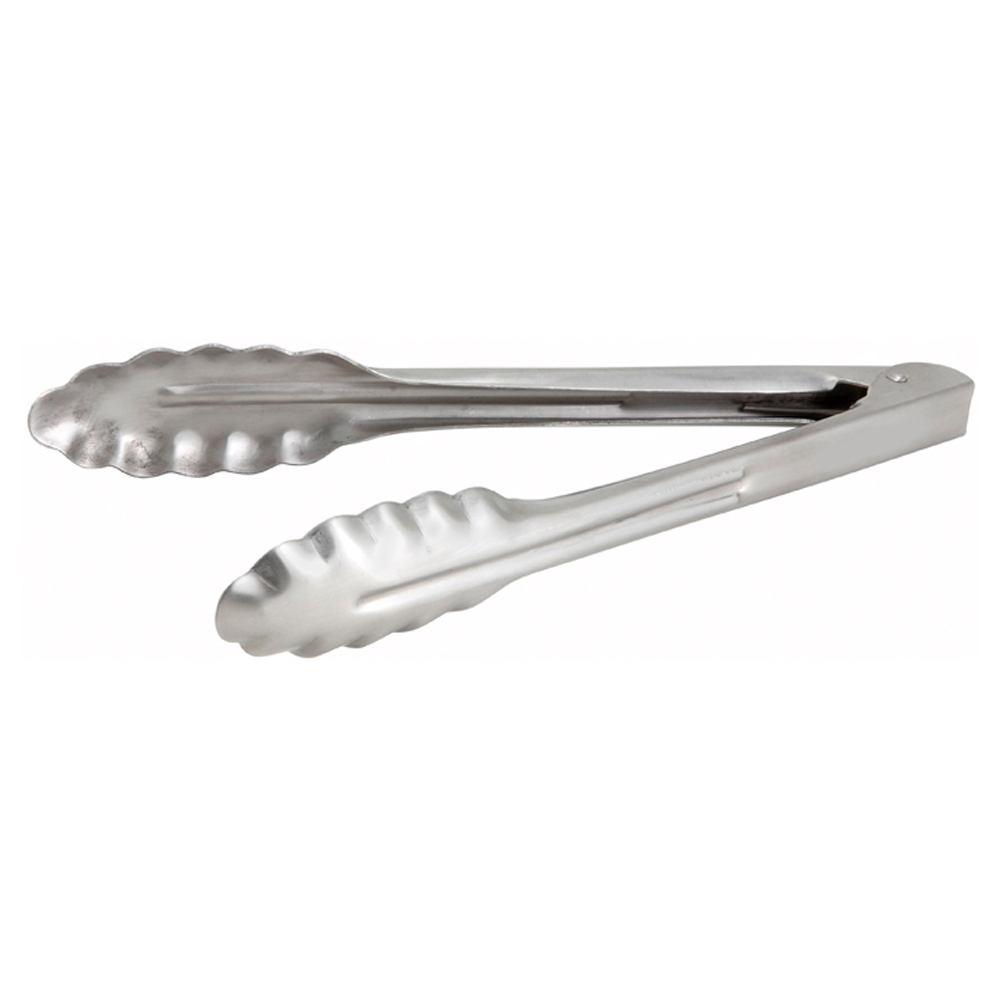 Winco Utility Tongs Extra-Heavy Stainless Steel - 9"