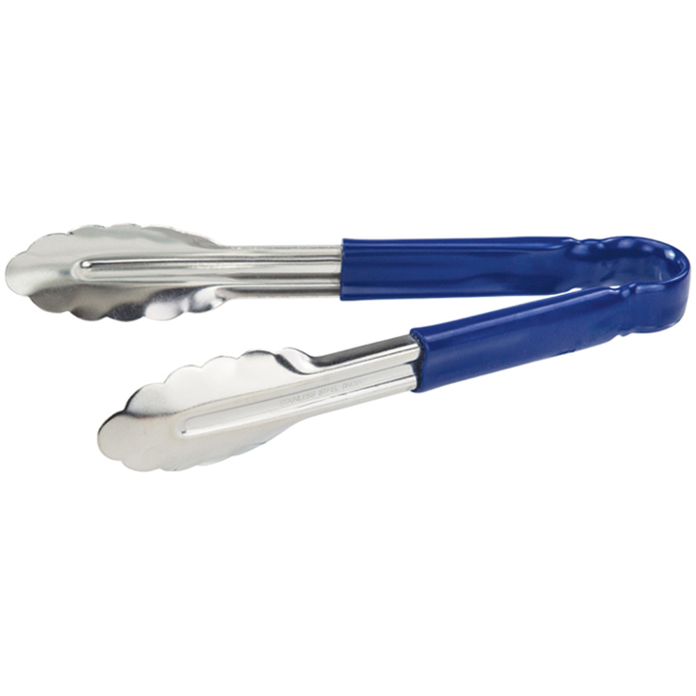 Winco Utility Tongs, Heavy Duty, with PVC Sleeve, 9"  Blue