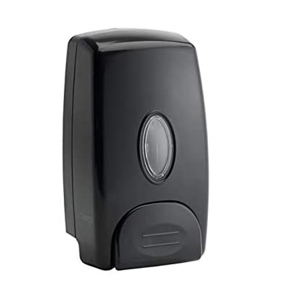 Winco Wall Mounted Black Plastic Soap Dispenser  