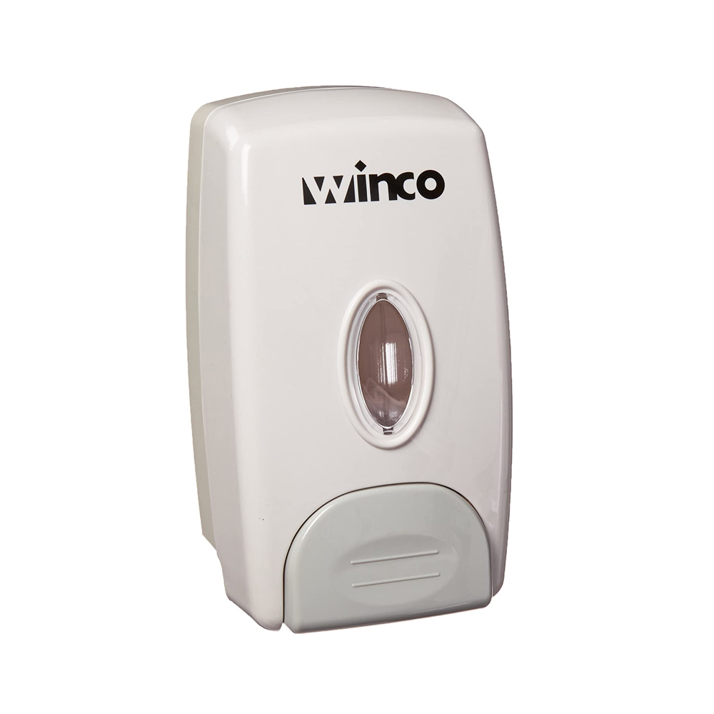 Winco Wall Mounted White Plastic Soap Dispenser  