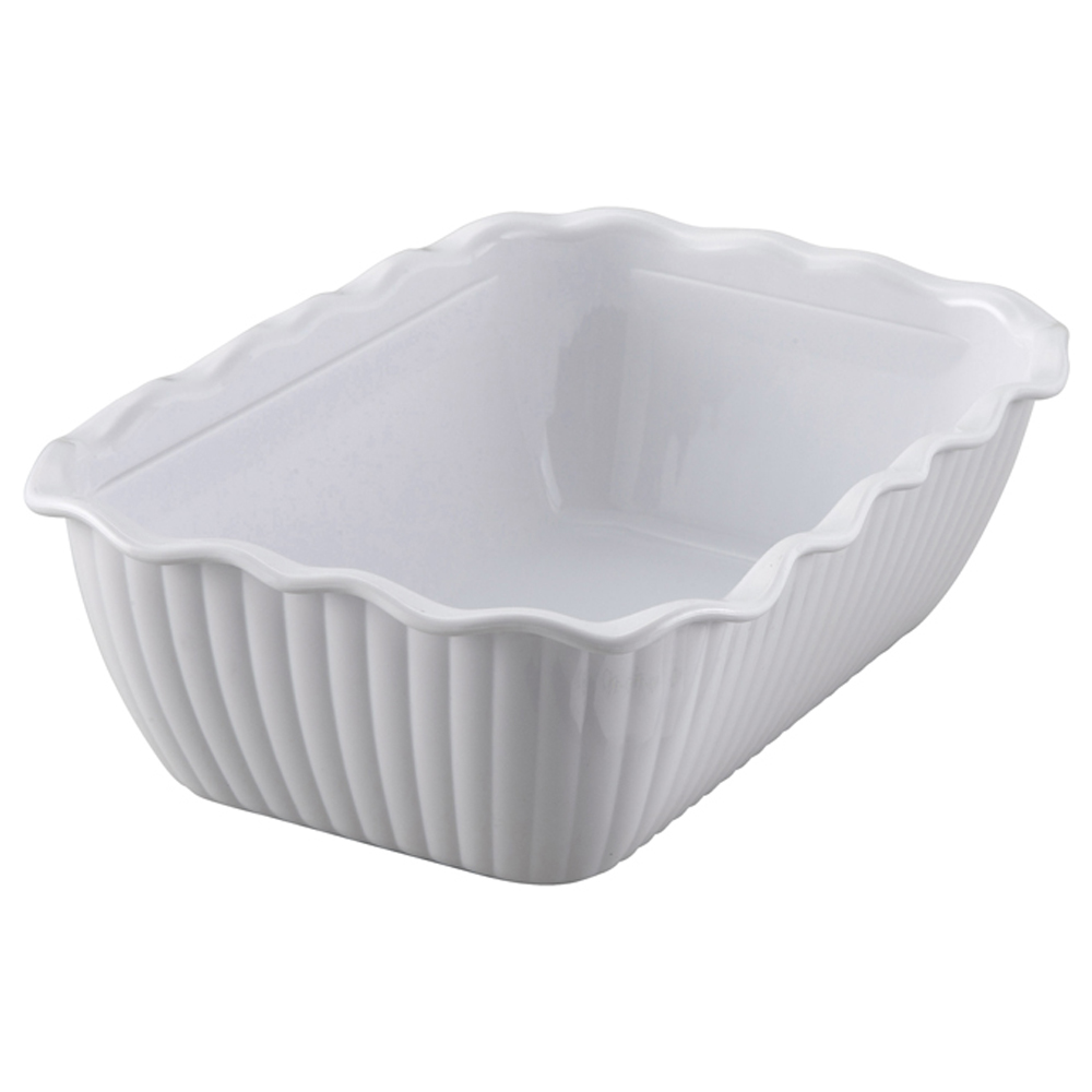 Winco White Deli Crock, 10" x 7" x 3